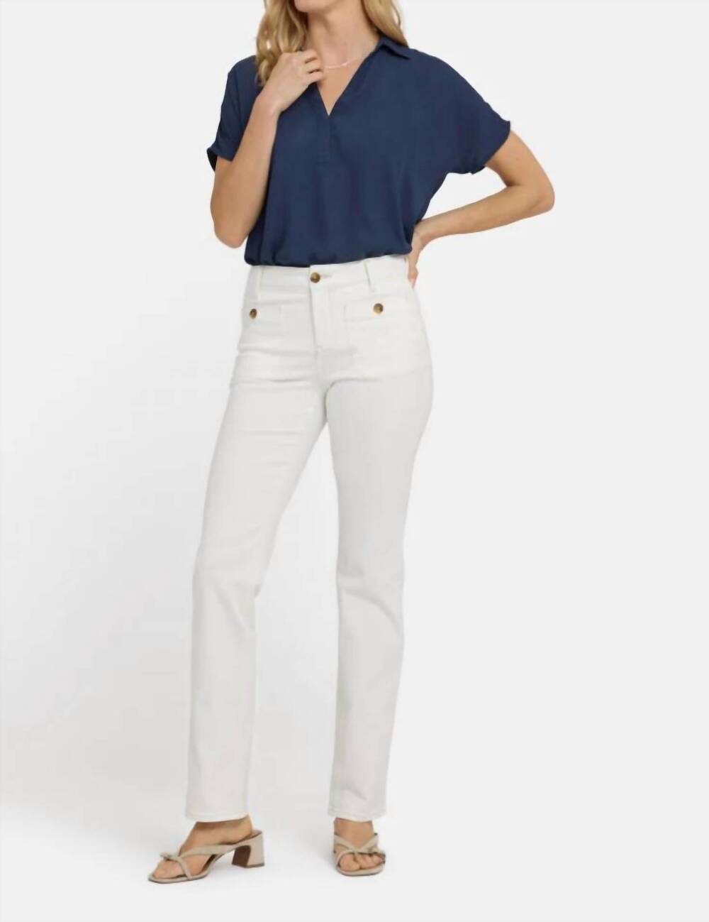 NEW NYDJ marilyn straight jeans in vintage white